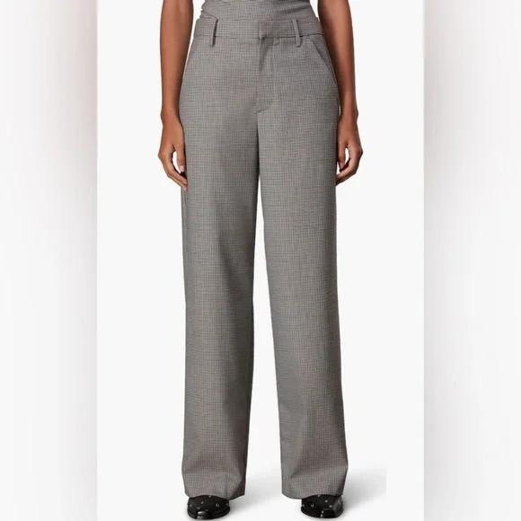 rag & bone Andi Full length Trouser High Waist Ankle Wide Leg /Color: Blue plaid - Picture 2 of 11